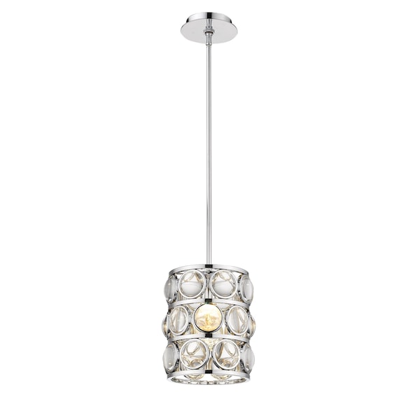 Eternity 1 Light Mini Pendant, Chrome & Clear